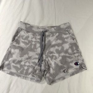Champion Gray Tie-dye Design Womens Fleece Shorts